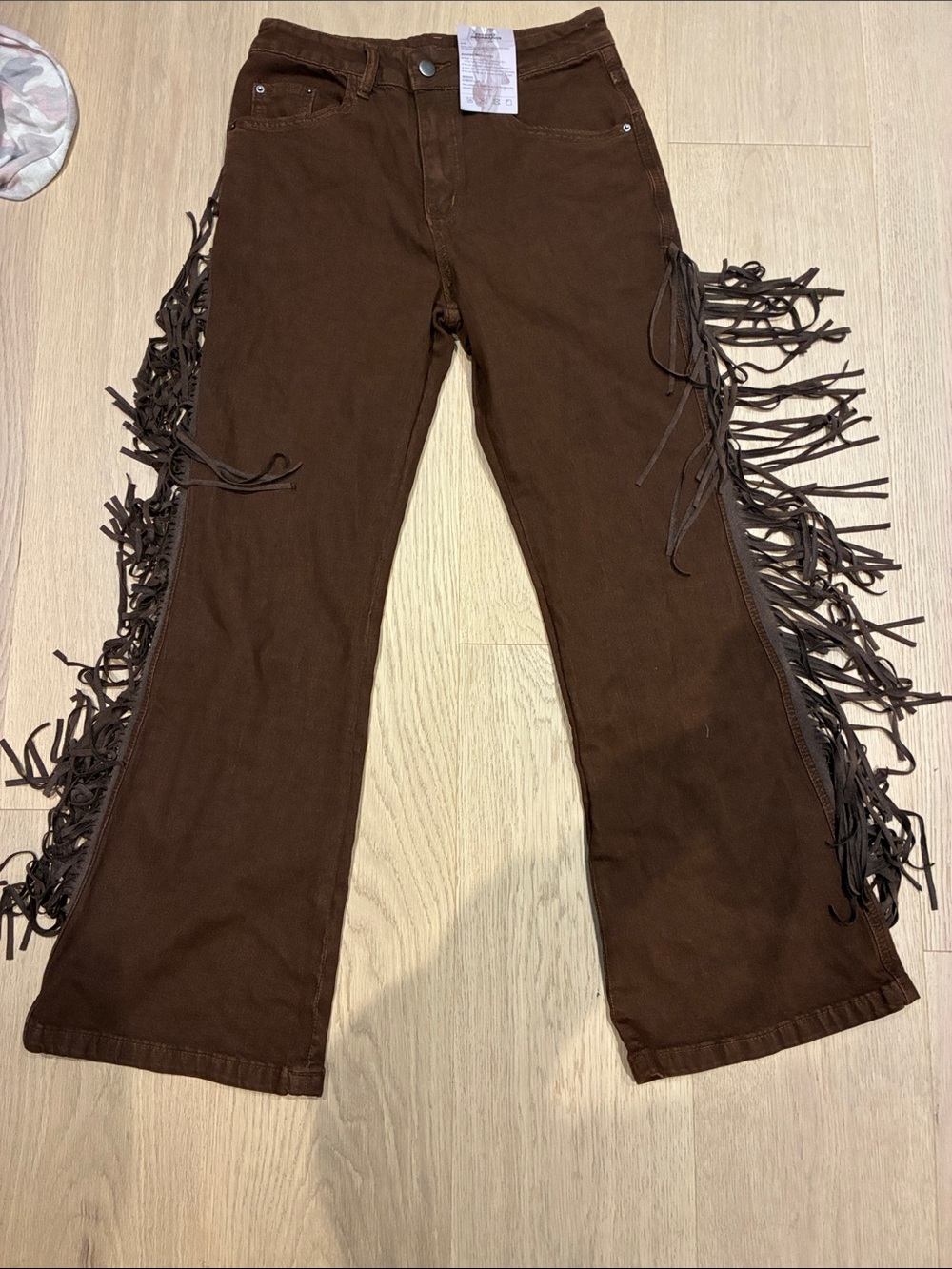 Brown Fringe Wide-Leg Jeans - Women's Flared Denim